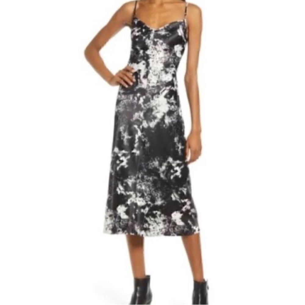 Fourteenth Place Womens Dress Vance Slip Marbled Swirl Black White size M